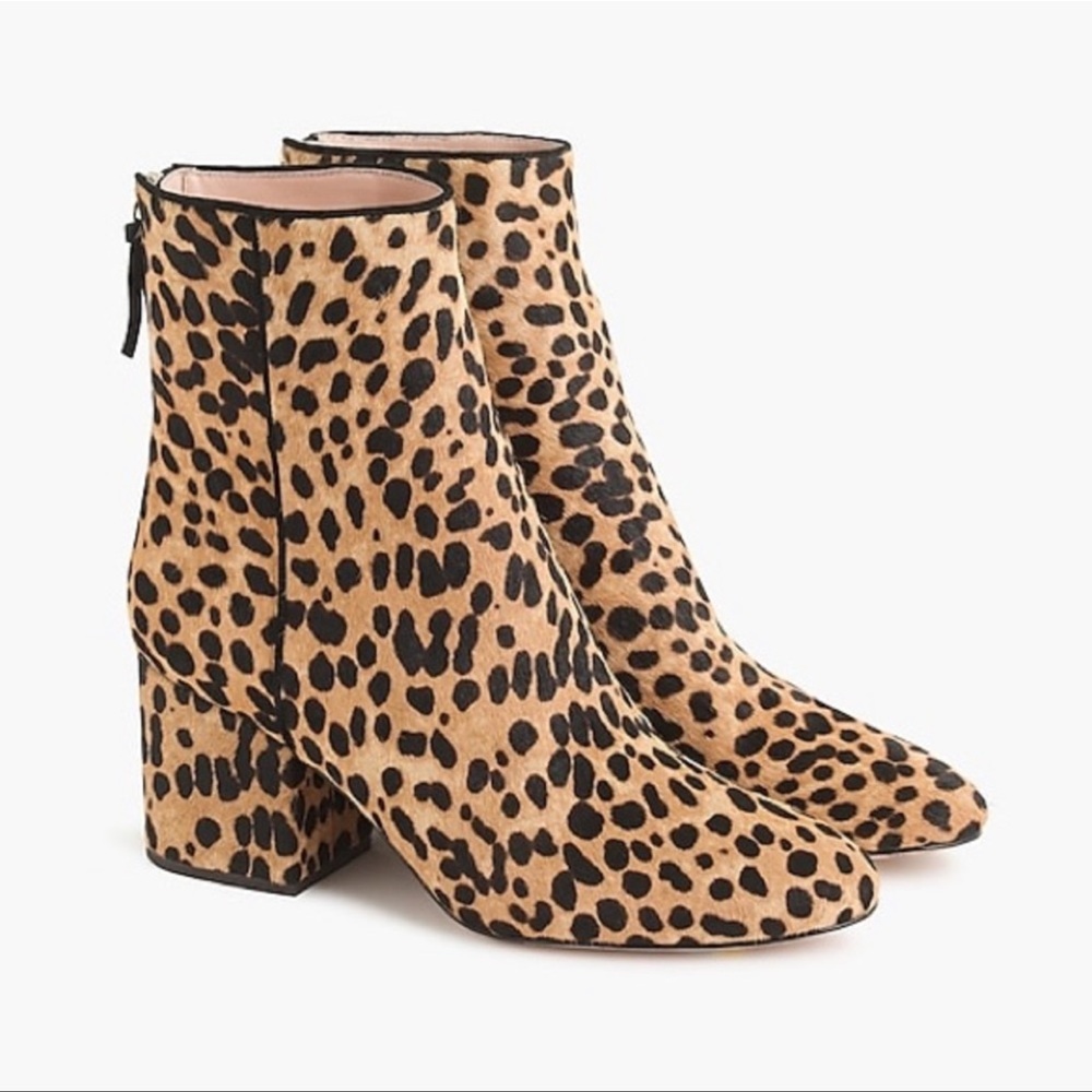 J. Crew Sadie Leopard Calf Hair Ankle Boot